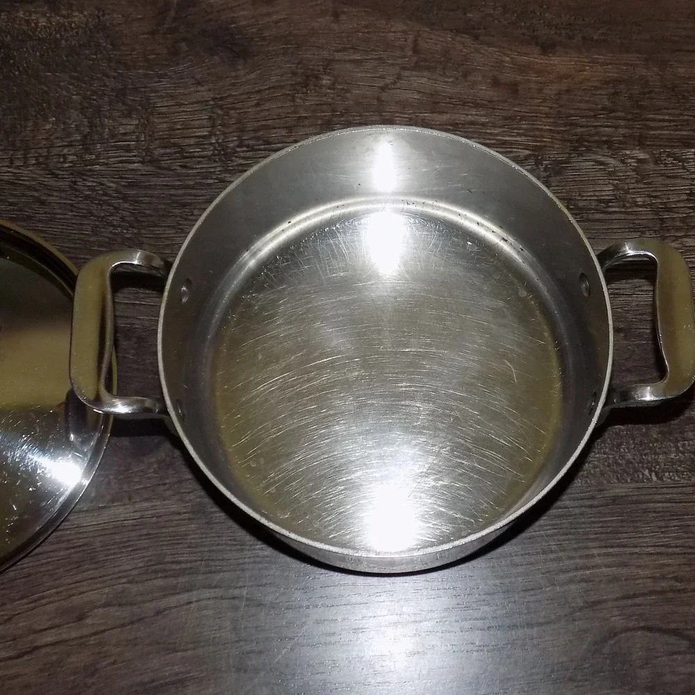 All-Clad 3qt Stock Pot 8in Silver Good Stainless Steel Tri-Ply Bonded with Lid